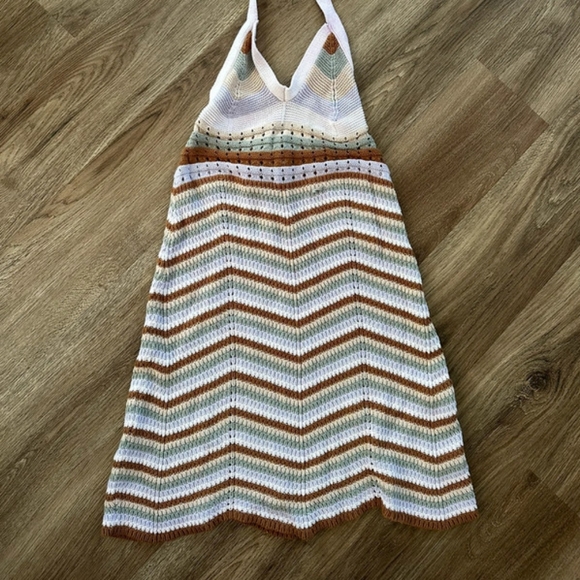 Beachy Crochet Halter Backless Mini Dress